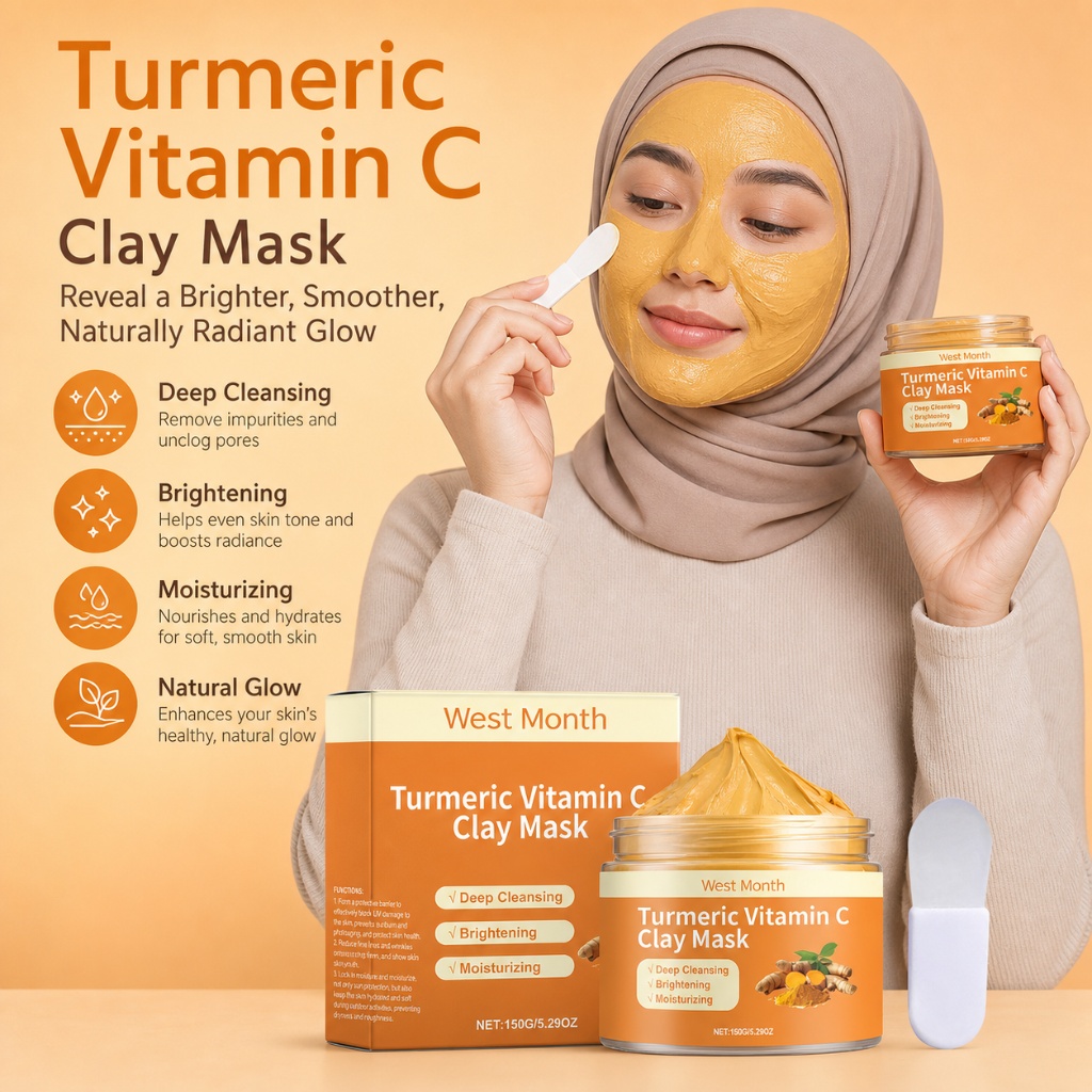 Mud Mask Kaolin - ウコンビタミンCクレイマスク くすみ肌を明るく ディープクレンジング 角質除去 毛穴を最小限に抑える 保湿フェイシャルマスク