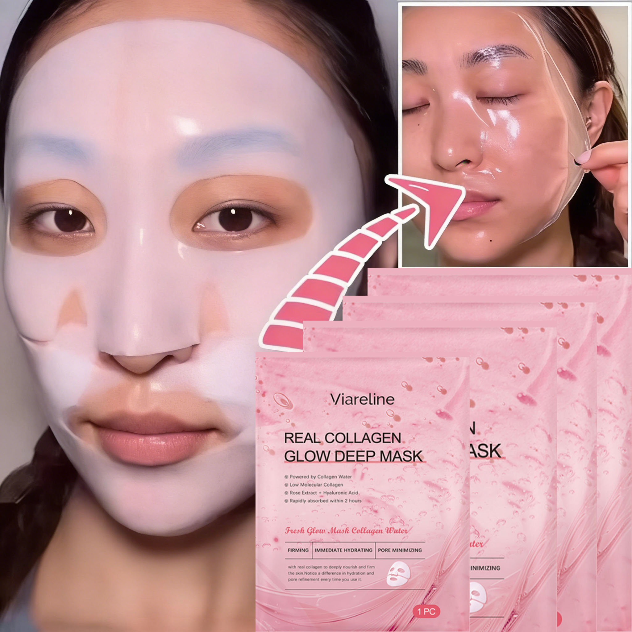 Skincare Skintific - オーバーナイトコラーゲンマスク サーモンDNA PDRN フェイスマスク グラスグロー肌 弾力保湿