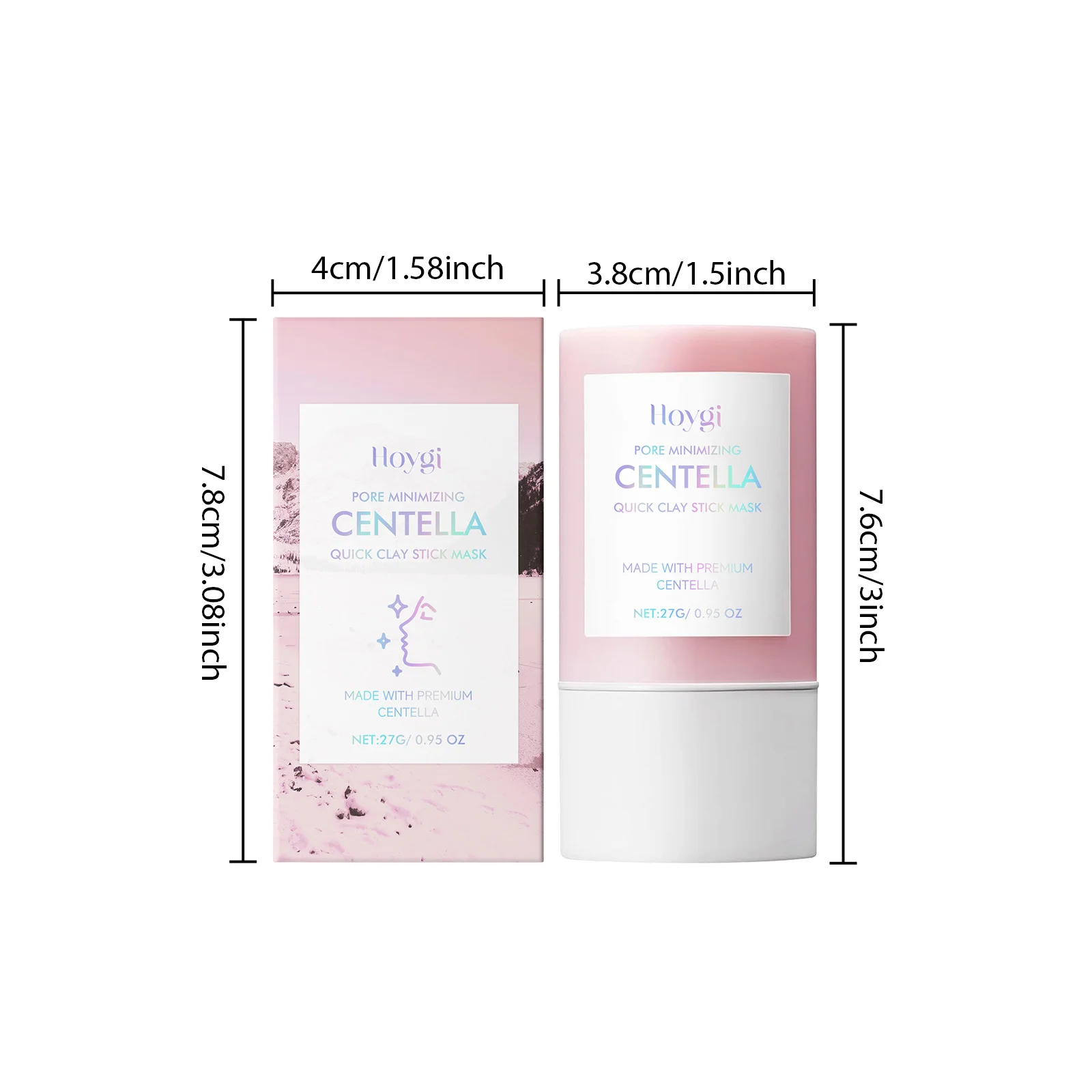 Mud Mask Kaolin - センテラクレイ配合のスティック状フェイスマスク。洗顔、毛穴の引き締め、深層保湿、肌の鎮静、美白効果。スキンケア用。27g。