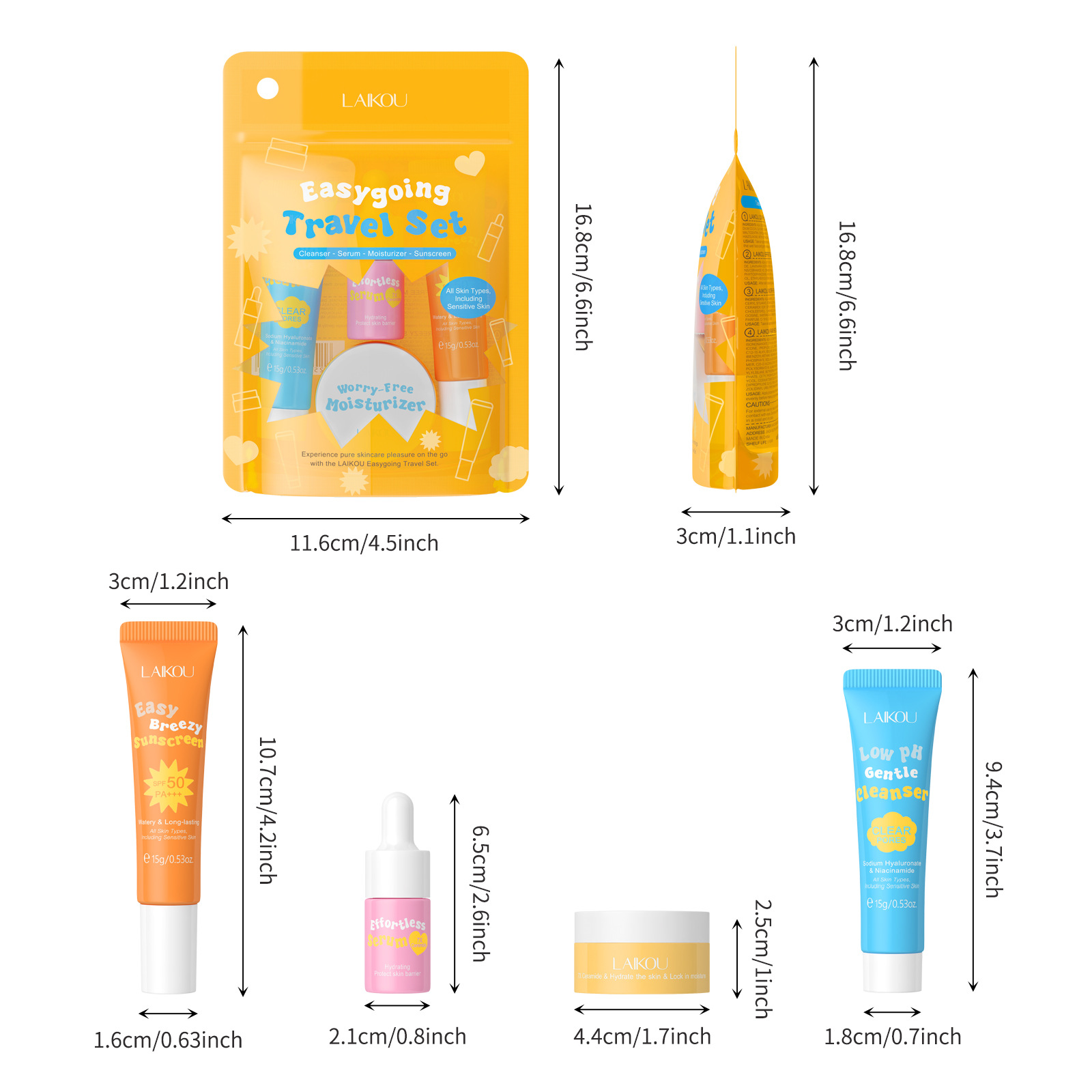 Laikou-旅行用セラミックセラム,穏やかな低pHクレンザ - Ceramide Moisturizer のレビューと価格