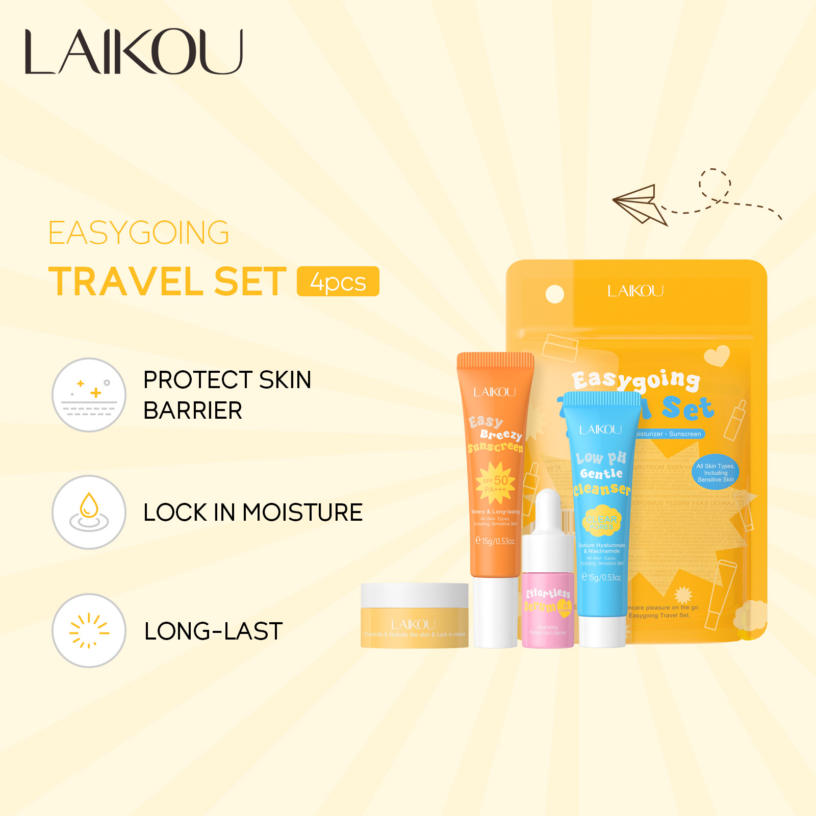 Laikou-旅行用セラミックセラム,穏やかな低pHクレンザ - Ceramide Moisturizer のレビューと価格