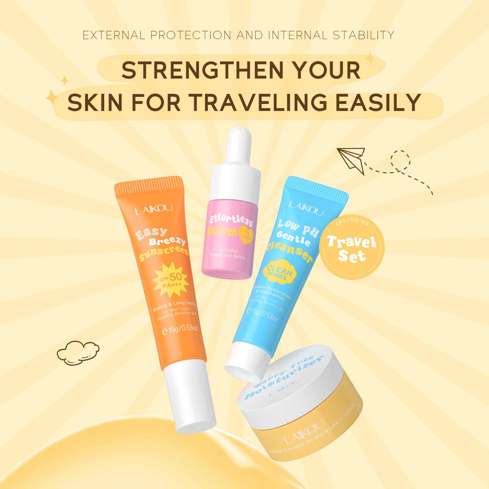 Laikou-旅行用セラミックセラム,穏やかな低pHクレンザ - Ceramide Moisturizer のレビューと価格