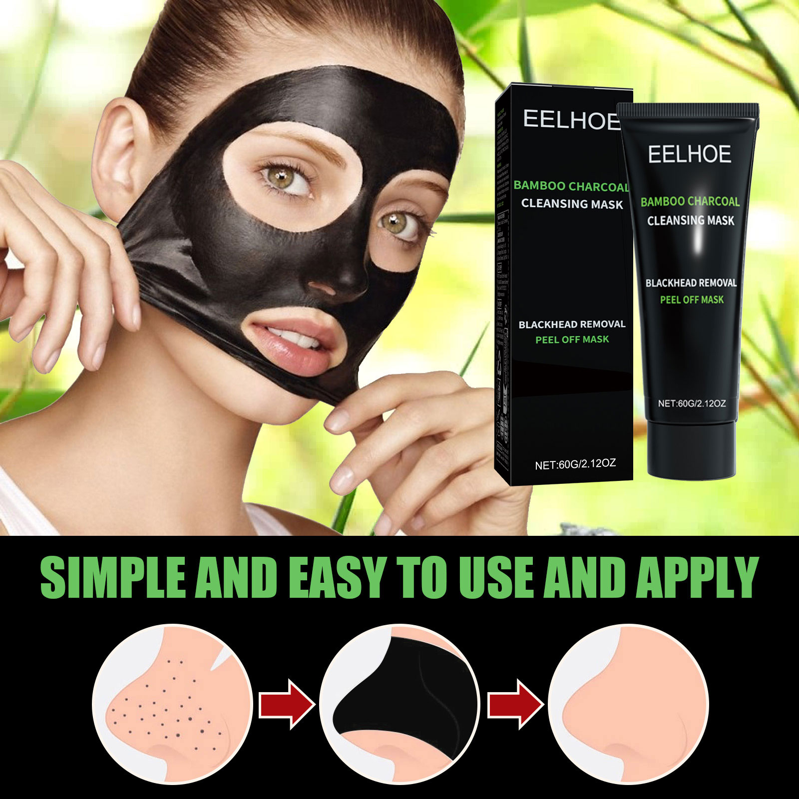 竹炭ティアオフマスクにきび除去ディープクリーニング浄化毛穴縮 - Mud Mask Kaolin のレビューと価格