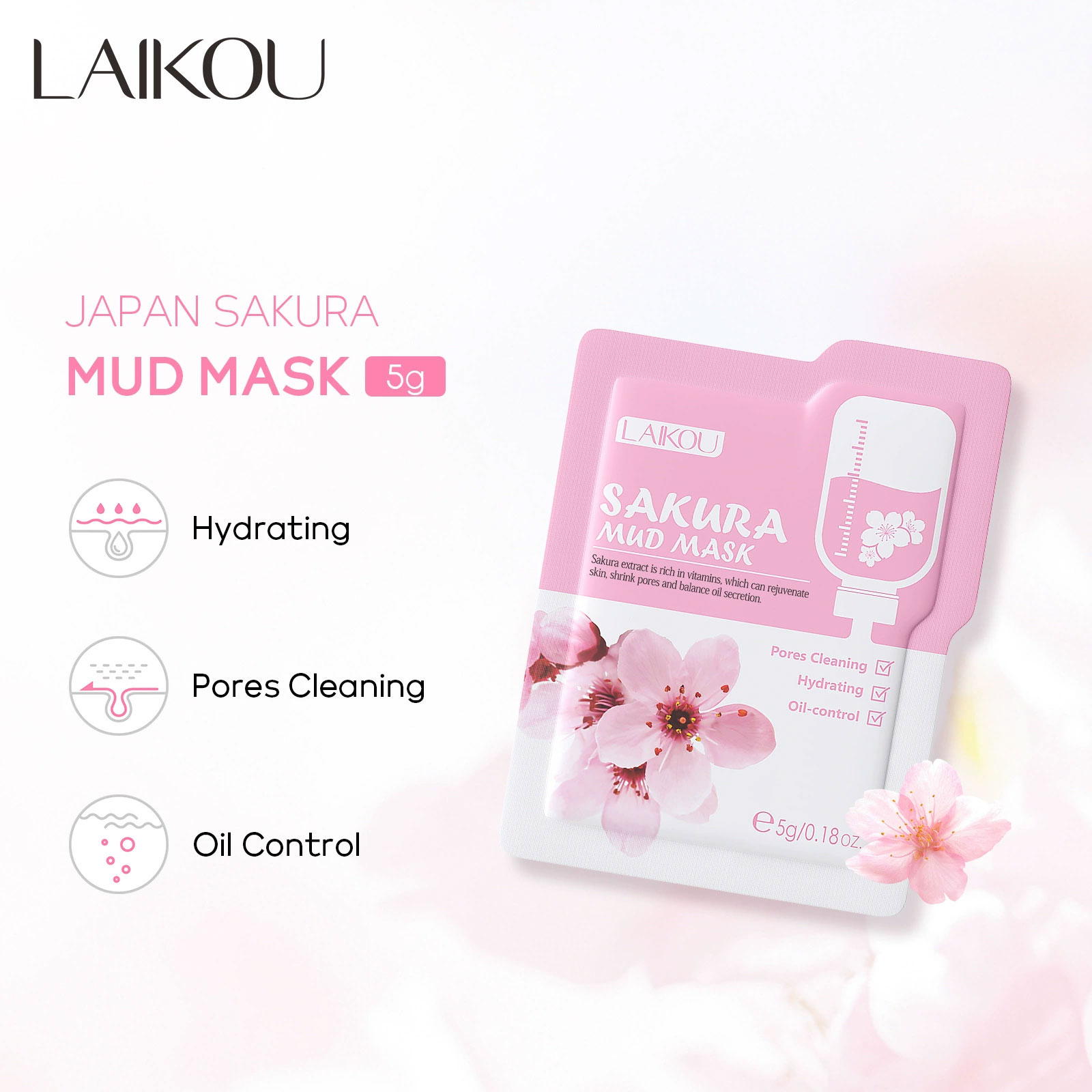 Laikou-sakura-マスクバッグ,保湿,しわ防止,光 - Mud Mask Kaolin のレビューと価格