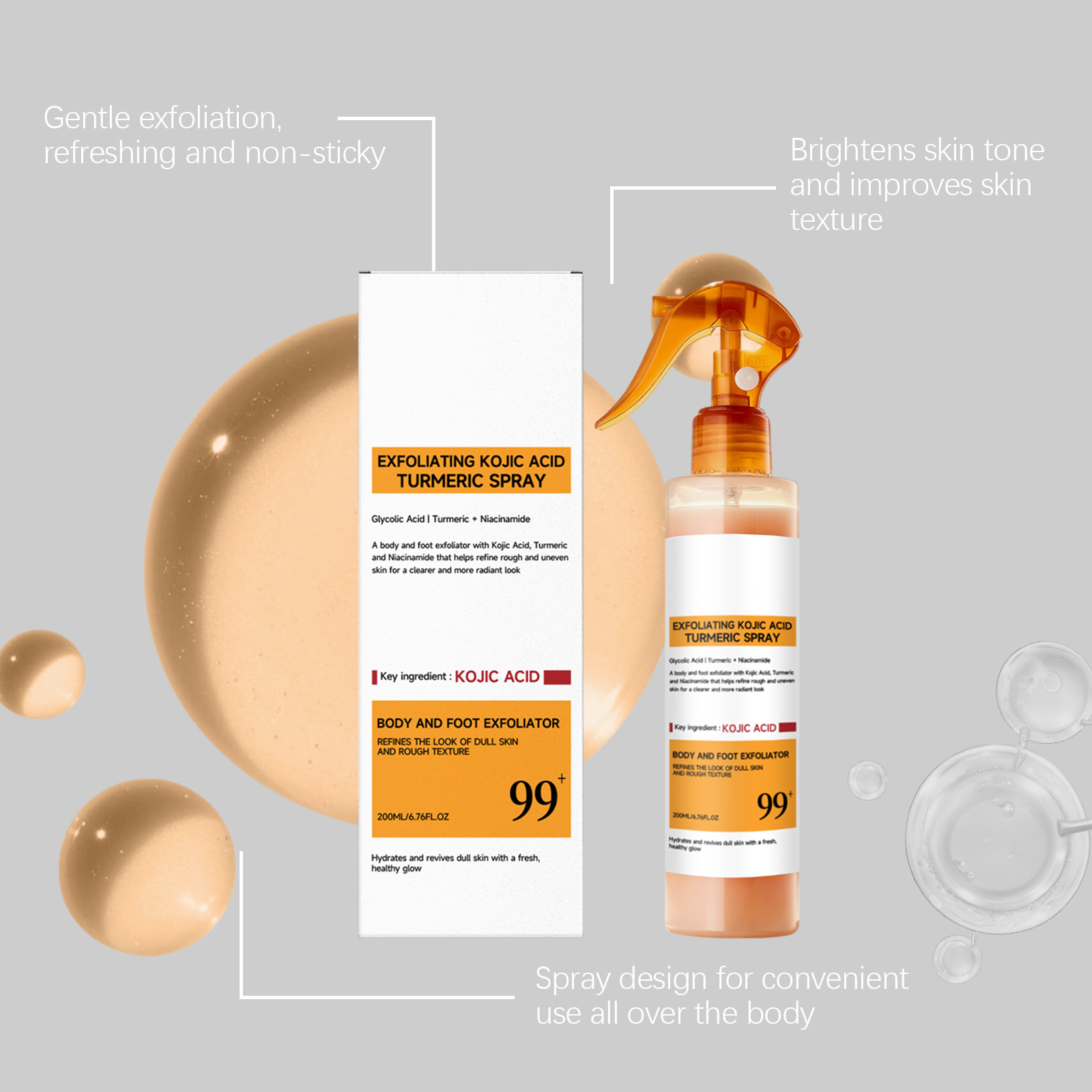 コウジ酸ターメリックケアスプレー 優しい角質除去 死んだ皮膚 - Skincare Niacinamide のレビューと価格