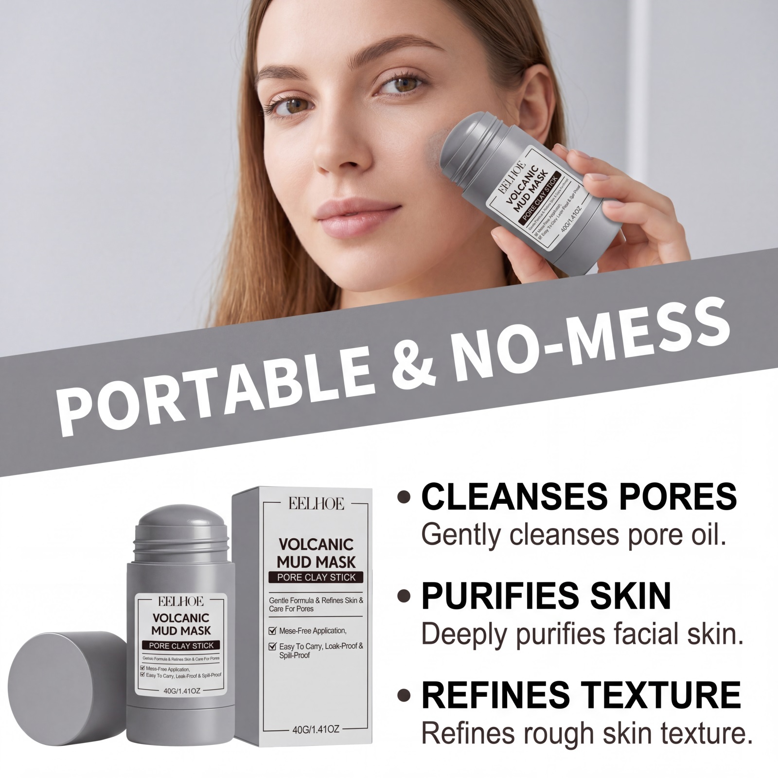 火山泥マスクスティック 毛穴の奥まで洗浄 黒ずみを軽減 肌を - Mud Mask Kaolin のレビューと価格